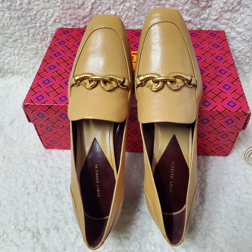 Tory Burch Jessa 45MM Leather Heeled Loafers - Picture 3 of 14